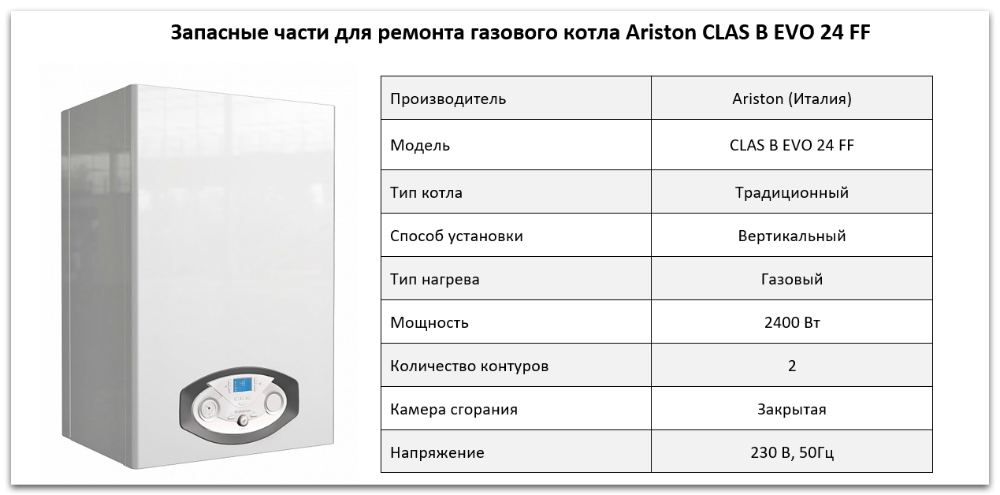 Купить запчасти Ariston CLAS B EVO 24 FF в Тольятти